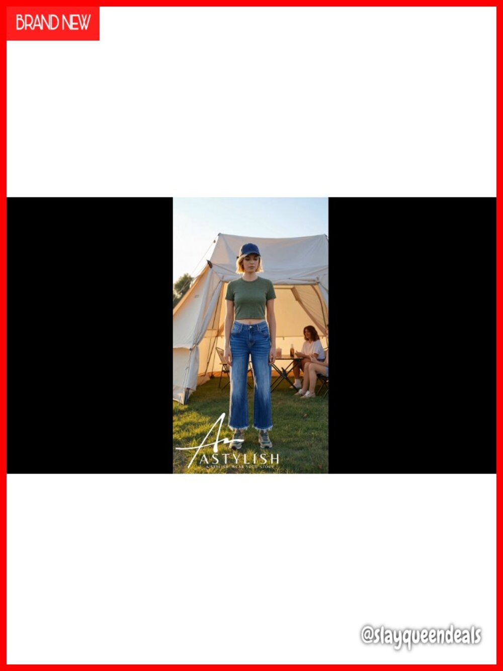 High Waisted Flared Jeans Stretchy Raw Hem Denim Pants - Picture 6 of 6